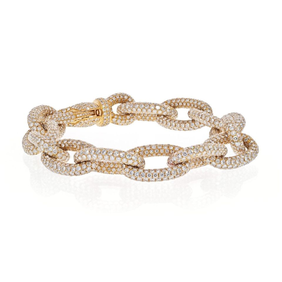 18K Yellow Gold 35 Carat Oval Link Diamond Bracelet (1 of 5)