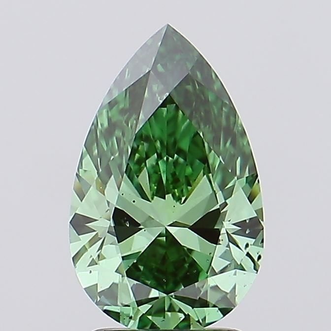 Loose Diamond - PEAR 1.56ct Fancy Vivid Green VS2: Loose Diamond - PEAR 1.56ct Fancy Vivid Green VS2 Source: This is a real non-mined Diamond that has been grown in a lab Shape: PEAR Carats: 1.56 Color: Fancy Vivid Green Certification: IGI Video: