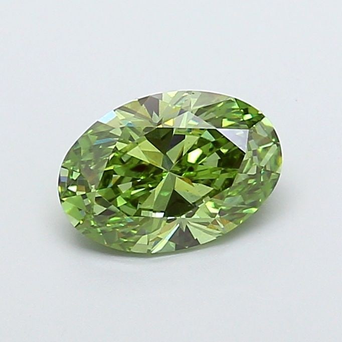 Loose Diamond - OVAL 2.03ct Fancy Vivid Green VS2: Loose Diamond - OVAL 2.03ct Fancy Vivid Green VS2 Source: This is a real non-mined Diamond that has been grown in a lab Shape: OVAL Carats: 2.03 Color: Fancy Vivid Green Certification: IGI Video: