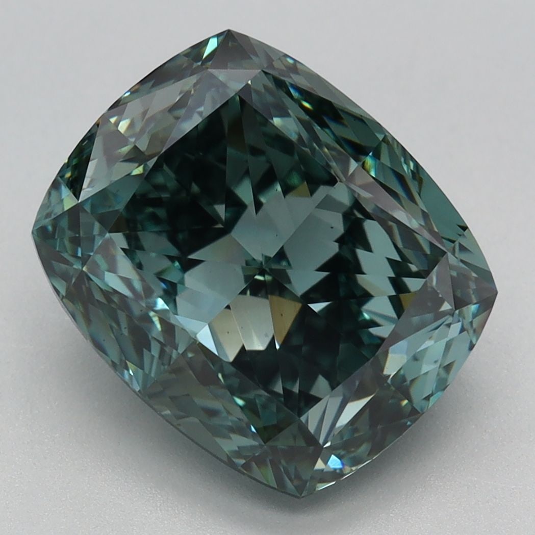 Loose Diamond - CUSHION MODIFIED 4.25ct Fancy Vivid Green VS1: Loose Diamond - CUSHION MODIFIED 4.25ct Fancy Vivid Green VS1 Source: This is a real non-mined Diamond that has been grown in a lab Shape: CUSHION MODIFIED Carats: 4.25 Color: Fancy Vivid Green Certif