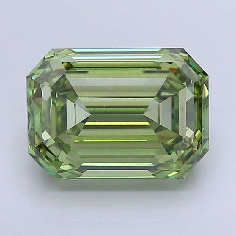 Loose Diamond - EMERALD 9.14ct Fancy Vivid Green VS2: Loose Diamond - EMERALD 9.14ct Fancy Vivid Green VS2 Source: This is a real non-mined Diamond that has been grown in a lab Shape: EMERALD Carats: 9.14 Color: Fancy Vivid Green Certification: IGI Video