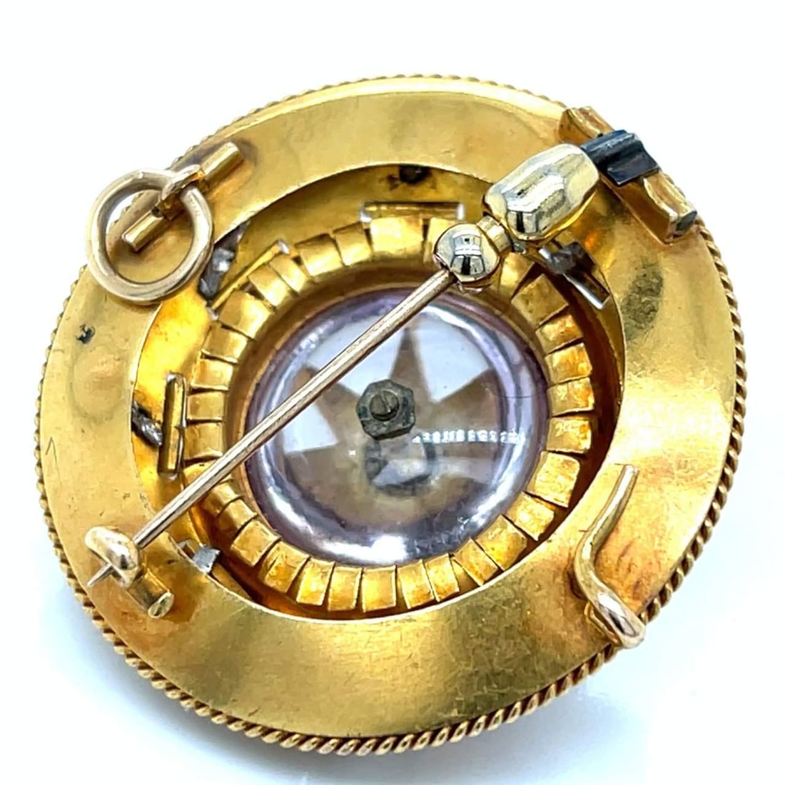 Victorian 18K Yellow Gold Pearl and Crystal Pendant Brooch (1 of 4)