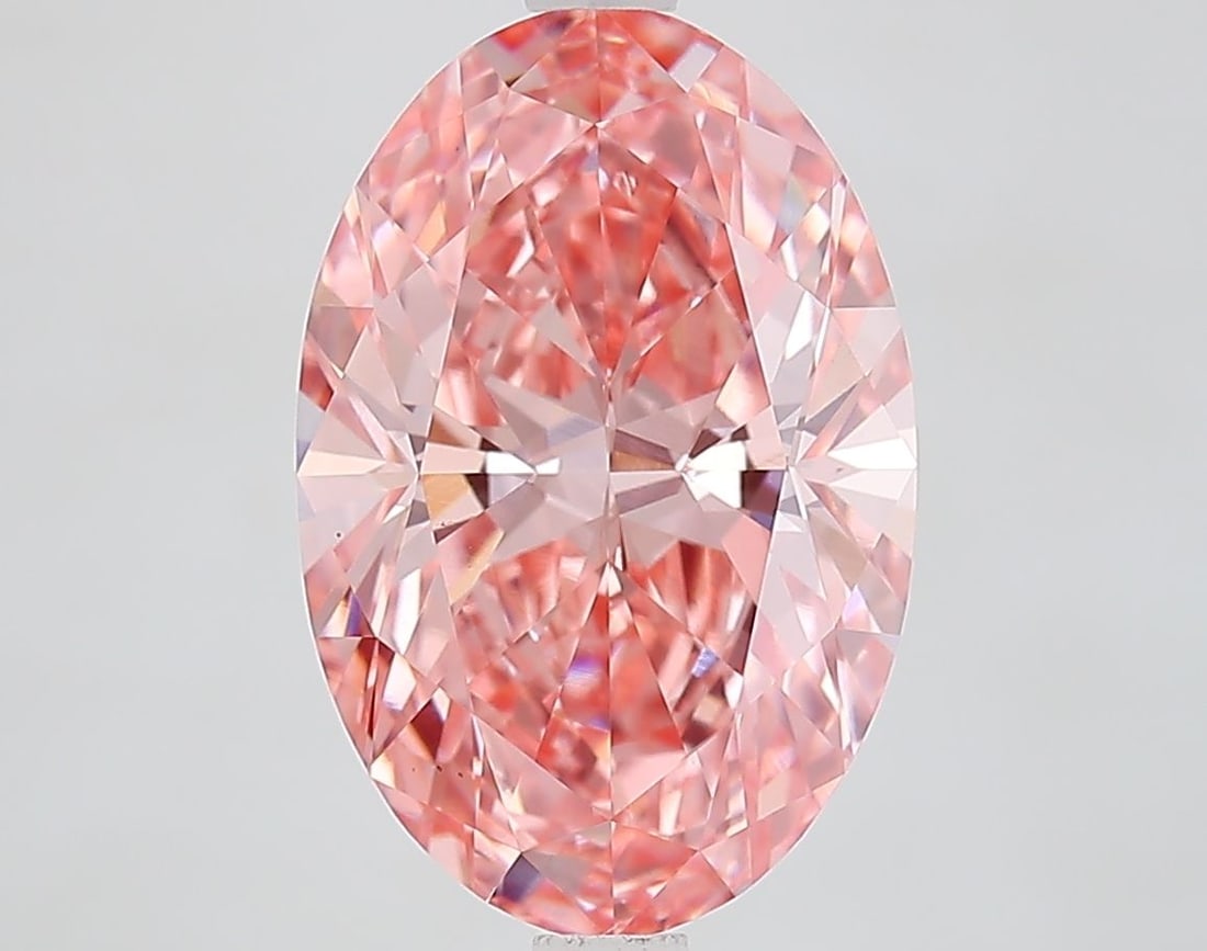 Loose Diamond - OVAL 4.06ct Fancy Vivid Pink VS1: Loose Diamond - OVAL 4.06ct Fancy Vivid Pink VS1 Source: This is a real non-mined Diamond that has been grown in a lab Shape: OVAL Carats: 4.06 Color: Fancy Vivid Pink Certification: IGI Video: