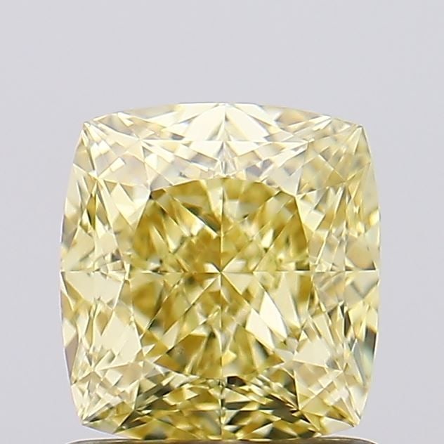 Loose Diamond - CUSHION MODIFIED 1.35ct Fancy Intense Yellow VVS2: Loose Diamond - CUSHION MODIFIED 1.35ct Fancy Intense Yellow VVS2 Source: This is a real non-mined Diamond that has been grown in a lab Shape: CUSHION MODIFIED Carats: 1.35 Color: Fancy Intense Yellow