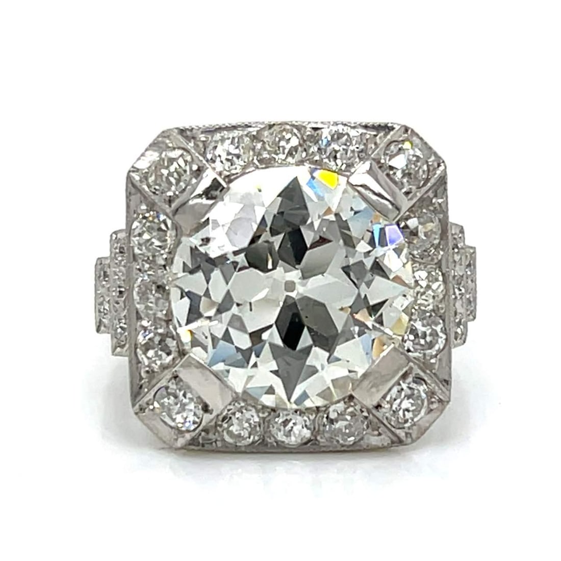 Art Deco Platinum 5.35 Ct GIA Certified Diamond Ring (1 of 5)