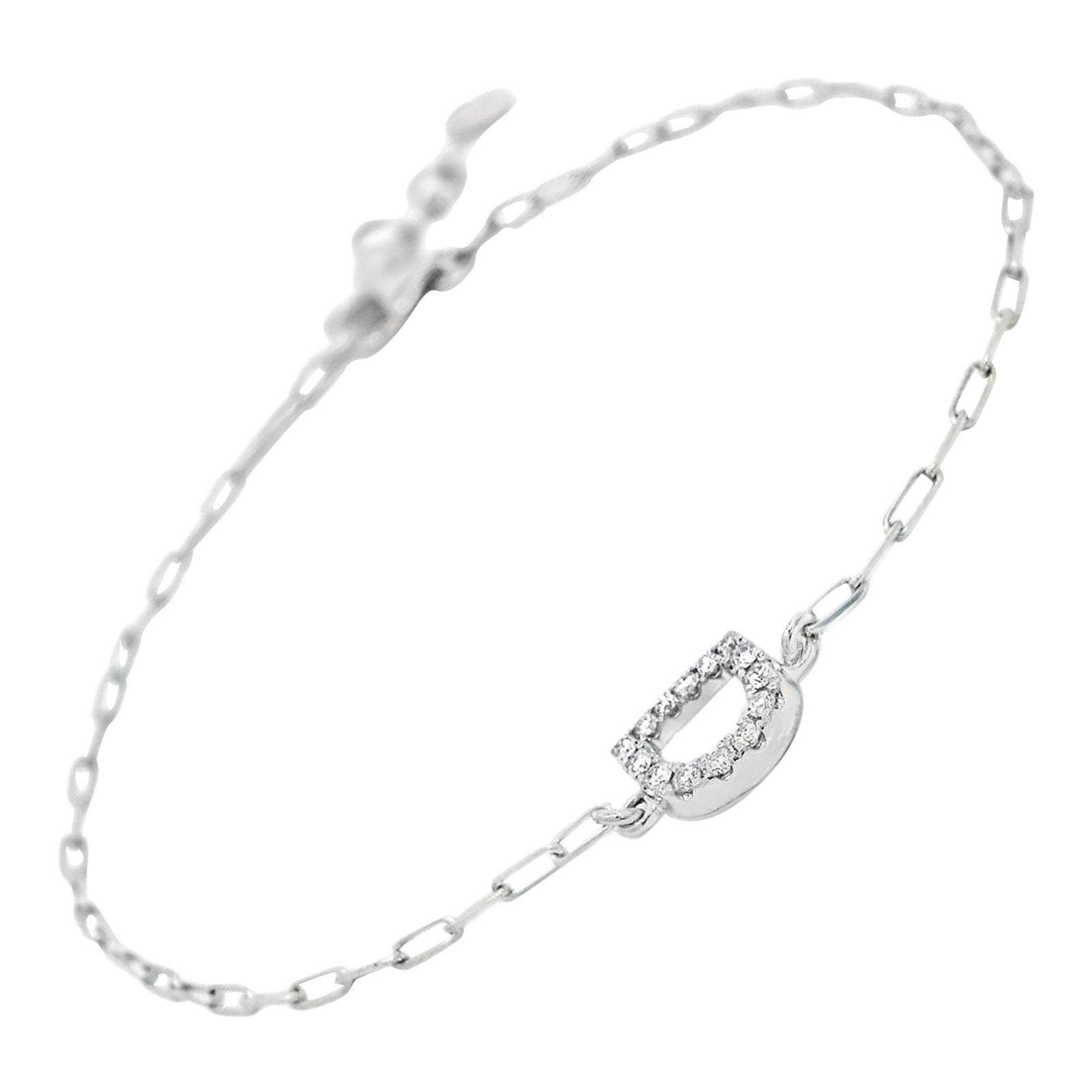 Diamond D Charm Bracelet 18k White Gold GIA Appraisal (1 of 4)
