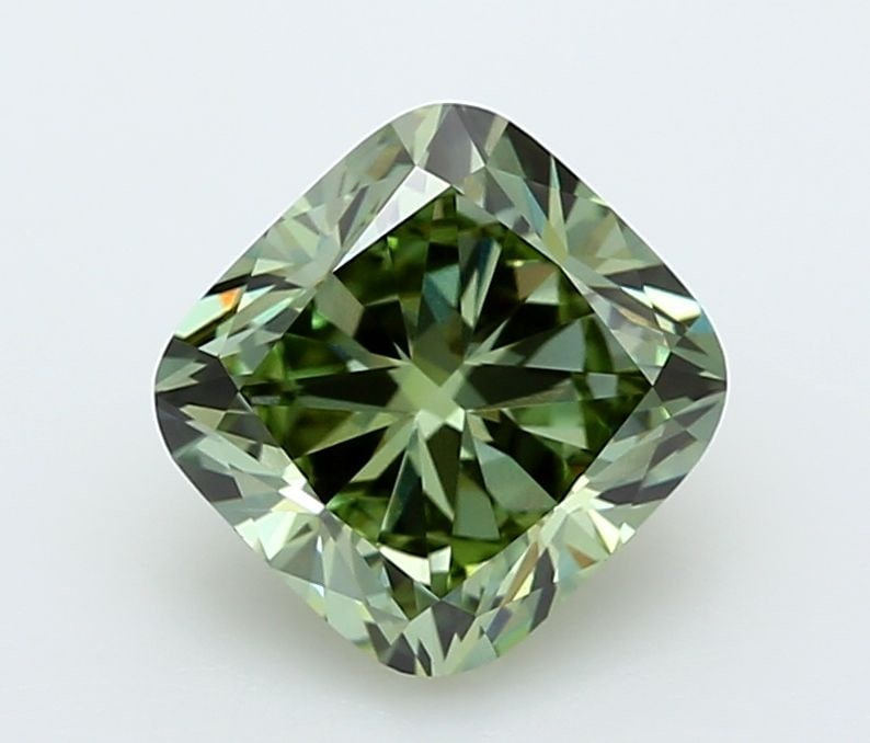 Loose Diamond - CUSHION MODIFIED 2.56ct Fancy Vivid Green VVS2: Loose Diamond - CUSHION MODIFIED 2.56ct Fancy Vivid Green VVS2 Source: This is a real non-mined Diamond that has been grown in a lab Shape: CUSHION MODIFIED Carats: 2.56 Color: Fancy Vivid Green Certi