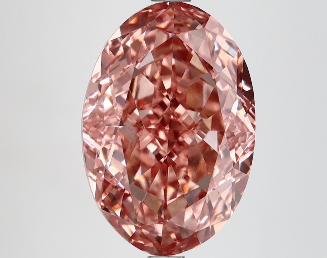 Loose Diamond - OVAL 5.59ct Fancy Vivid Brownish Pink VS1: Loose Diamond - OVAL 5.59ct Fancy Vivid Brownish Pink VS1 Source: This is a real non-mined Diamond that has been grown in a lab Shape: OVAL Carats: 5.59 Color: Fancy Vivid Brownish Pink Certification: