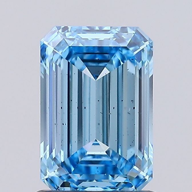 Loose Diamond - EMERALD 1.23ct Fancy Vivid Blue SI1: Loose Diamond - EMERALD 1.23ct Fancy Vivid Blue SI1 Source: This is a real non-mined Diamond that has been grown in a lab Shape: EMERALD Carats: 1.23 Color: Fancy Vivid Blue Certification: IGI Video: