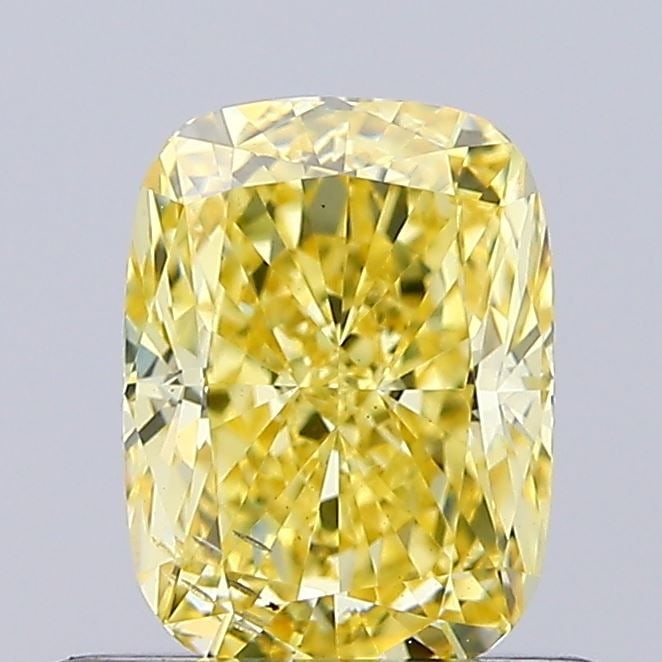 Loose Diamond - CUSHION BRILLIANT 0.71ct Fancy Intense Yellow SI1: Loose Diamond - CUSHION BRILLIANT 0.71ct Fancy Intense Yellow SI1 Source: This is a real non-mined Diamond that has been grown in a lab Shape: CUSHION BRILLIANT Carats: 0.71 Color: Fancy Intense Yello