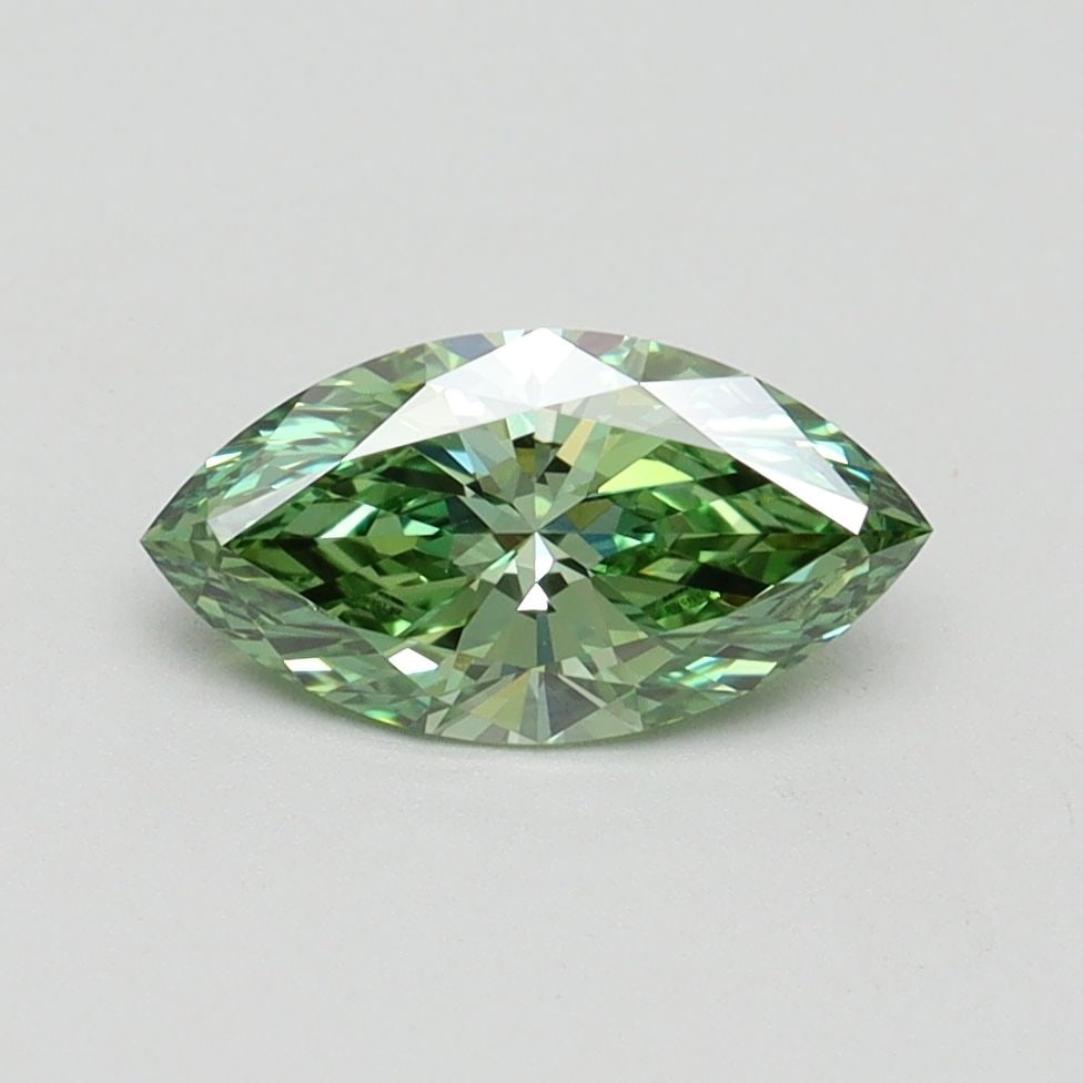 Loose Diamond - MARQUISE 0.86ct Fancy Vivid Green VVS2: Loose Diamond - MARQUISE 0.86ct Fancy Vivid Green VVS2 Source: This is a real non-mined Diamond that has been grown in a lab Shape: MARQUISE Carats: 0.86 Color: Fancy Vivid Green Certification: IGI Vi