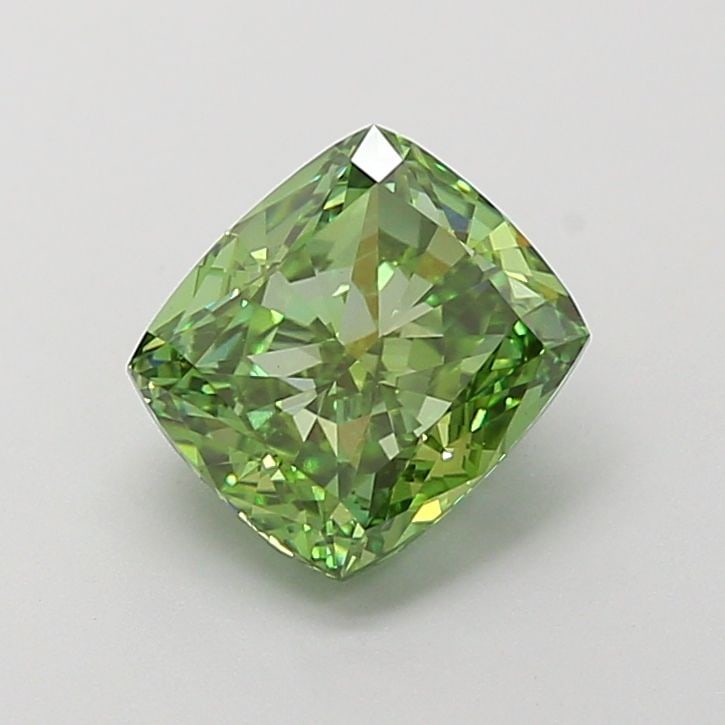 Loose Diamond - CUSHION MODIFIED 2.0ct Fancy Vivid Green VS1: Loose Diamond - CUSHION MODIFIED 2.0ct Fancy Vivid Green VS1 Source: This is a real non-mined Diamond that has been grown in a lab Shape: CUSHION MODIFIED Carats: 2.0 Color: Fancy Vivid Green Certific