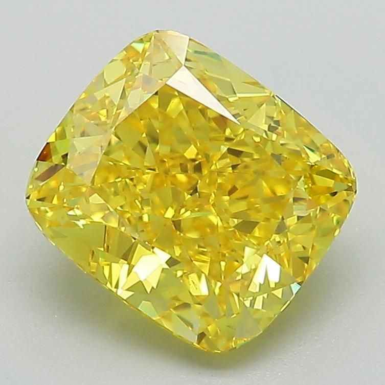 Loose Diamond - CUSHION MODIFIED 2.56ct Fancy Vivid Yellow VS1: Loose Diamond - CUSHION MODIFIED 2.56ct Fancy Vivid Yellow VS1 Source: This is a real non-mined Diamond that has been grown in a lab Shape: CUSHION MODIFIED Carats: 2.56 Color: Fancy Vivid Yellow Cert