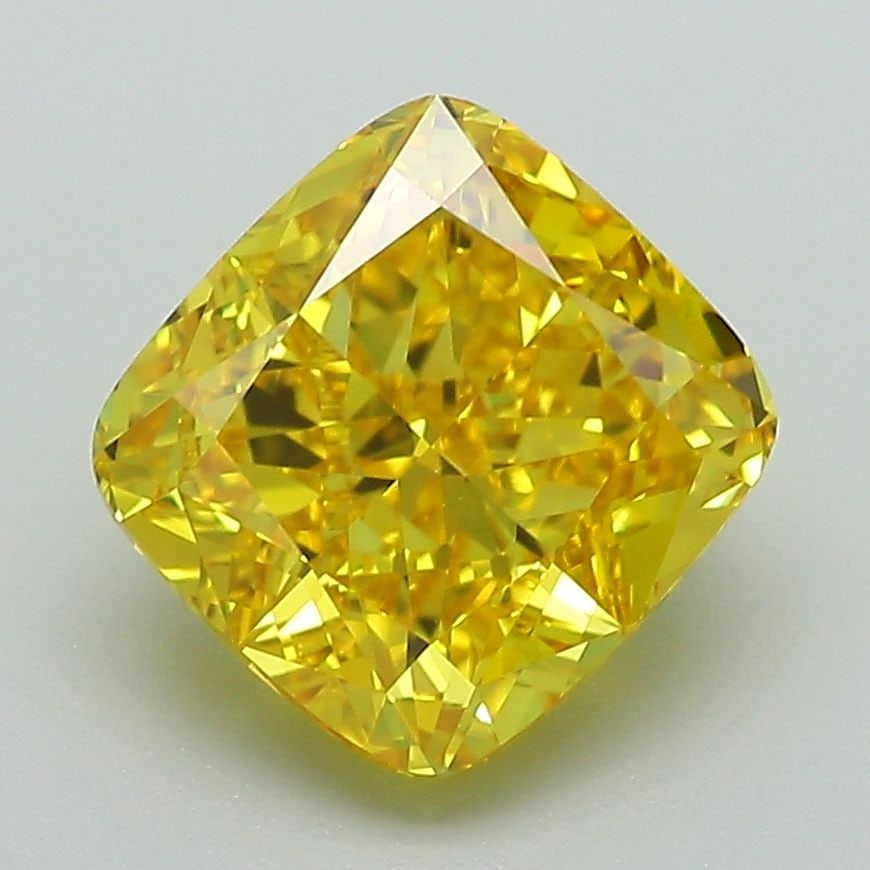 Loose Diamond - CUSHION MODIFIED 3.16ct Fancy Vivid Yellow VVS2: Loose Diamond - CUSHION MODIFIED 3.16ct Fancy Vivid Yellow VVS2 Source: This is a real non-mined Diamond that has been grown in a lab Shape: CUSHION MODIFIED Carats: 3.16 Color: Fancy Vivid Yellow Cer