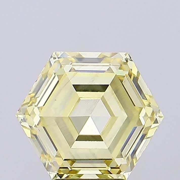 Loose Diamond - HEXAGONAL 5.1ct Fancy Intense Yellow VS1: Loose Diamond - HEXAGONAL 5.1ct Fancy Intense Yellow VS1 Source: This is a real non-mined Diamond that has been grown in a lab Shape: HEXAGONAL Carats: 5.1 Color: Fancy Intense Yellow Certification: I