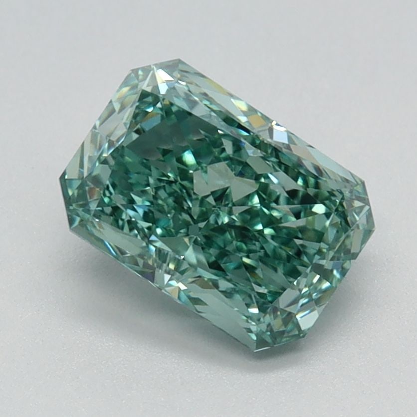 Loose Diamond - RADIANT 1.33ct Fancy Vivid Green VS1: Loose Diamond - RADIANT 1.33ct Fancy Vivid Green VS1 Source: This is a real non-mined Diamond that has been grown in a lab Shape: RADIANT Carats: 1.33 Color: Fancy Vivid Green Certification: IGI Video