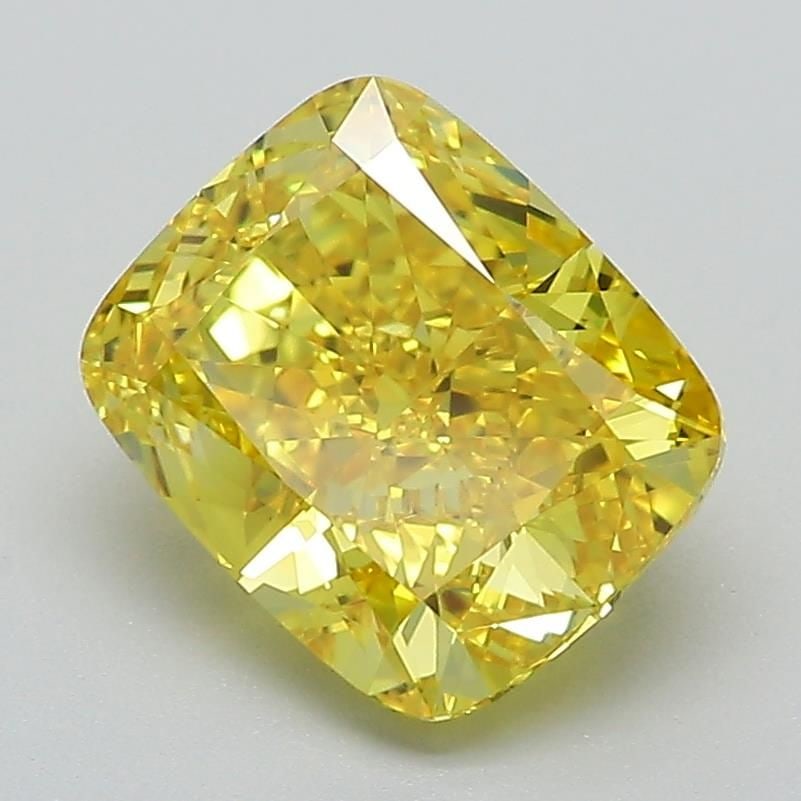 Loose Diamond - CUSHION MODIFIED 2.53ct Fancy Vivid Yellow VS1: Loose Diamond - CUSHION MODIFIED 2.53ct Fancy Vivid Yellow VS1 Source: This is a real non-mined Diamond that has been grown in a lab Shape: CUSHION MODIFIED Carats: 2.53 Color: Fancy Vivid Yellow Cert