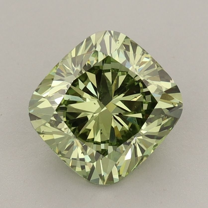 Loose Diamond - CUSHION MODIFIED 2.08ct Fancy Vivid Green SI1: Loose Diamond - CUSHION MODIFIED 2.08ct Fancy Vivid Green SI1 Source: This is a real non-mined Diamond that has been grown in a lab Shape: CUSHION MODIFIED Carats: 2.08 Color: Fancy Vivid Green Certif