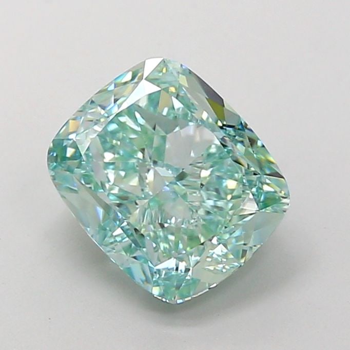 Loose Diamond - CUSHION MODIFIED 2.84ct Fancy Vivid Blueish Green VVS1: Loose Diamond - CUSHION MODIFIED 2.84ct Fancy Vivid Blueish Green VVS1 Source: This is a real non-mined Diamond that has been grown in a lab Shape: CUSHION MODIFIED Carats: 2.84 Color: Fancy Vivid Blu