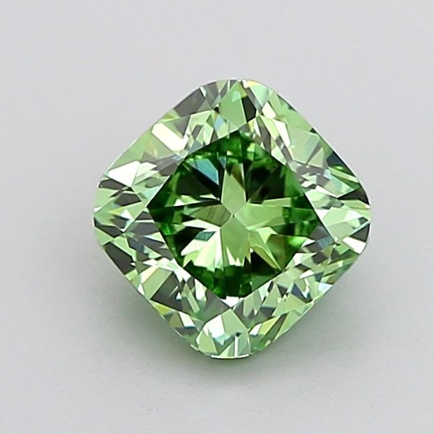 Loose Diamond - CUSHION MODIFIED 1.03ct Fancy Vivid Green VVS2: Loose Diamond - CUSHION MODIFIED 1.03ct Fancy Vivid Green VVS2 Source: This is a real non-mined Diamond that has been grown in a lab Shape: CUSHION MODIFIED Carats: 1.03 Color: Fancy Vivid Green Certi