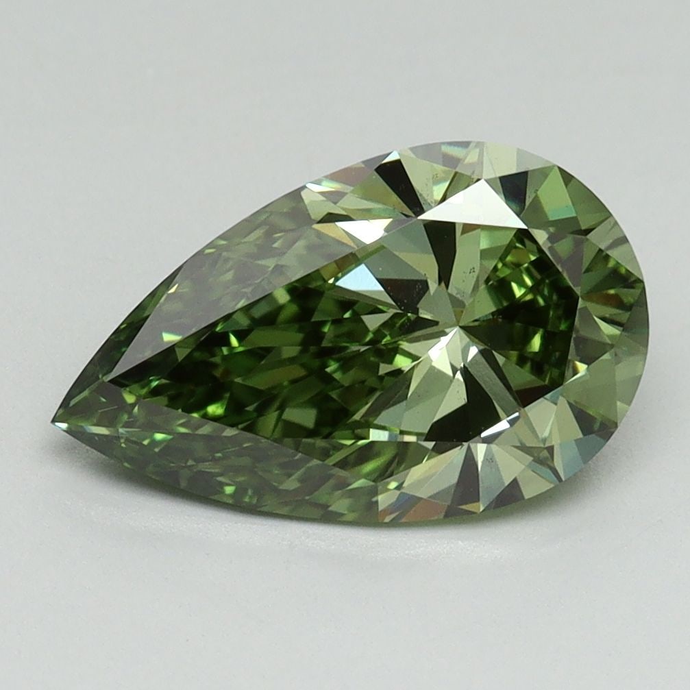 Loose Diamond - PEAR 2.18ct Fancy Vivid Green VS2: Loose Diamond - PEAR 2.18ct Fancy Vivid Green VS2 Source: This is a real non-mined Diamond that has been grown in a lab Shape: PEAR Carats: 2.18 Color: Fancy Vivid Green Certification: IGI Video: