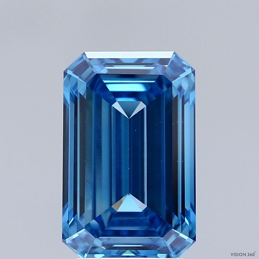 Loose Diamond - EMERALD 3.09ct Fancy Vivid Blue VVS2: Loose Diamond - EMERALD 3.09ct Fancy Vivid Blue VVS2 Source: This is a real non-mined Diamond that has been grown in a lab Shape: EMERALD Carats: 3.09 Color: Fancy Vivid Blue Certification: IGI The Di