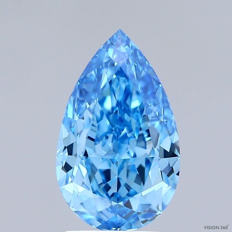 Loose Diamond - PEAR 2.09ct Fancy Vivid Blue VVS2: Loose Diamond - PEAR 2.09ct Fancy Vivid Blue VVS2 Source: This is a real non-mined Diamond that has been grown in a lab Shape: PEAR Carats: 2.09 Color: Fancy Vivid Blue Certification: IGI Video: