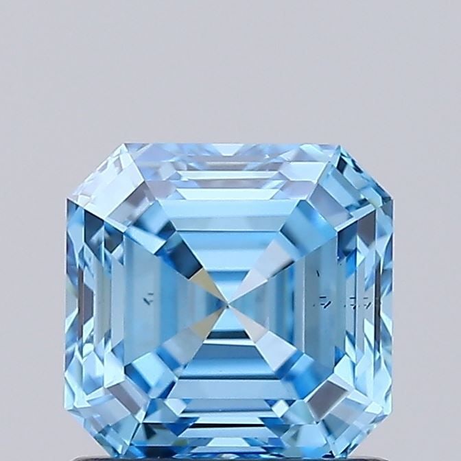 Loose Diamond - ASSCHER 1.02ct Fancy Vivid Blue VS2: Loose Diamond - ASSCHER 1.02ct Fancy Vivid Blue VS2 Source: This is a real non-mined Diamond that has been grown in a lab Shape: ASSCHER Carats: 1.02 Color: Fancy Vivid Blue Certification: IGI