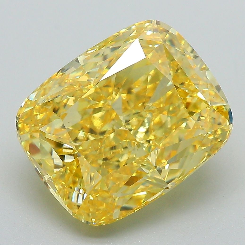 Loose Diamond - CUSHION MODIFIED 6.4ct Fancy Vivid Yellow VS1: Loose Diamond - CUSHION MODIFIED 6.4ct Fancy Vivid Yellow VS1 Source: This is a real non-mined Diamond that has been grown in a lab Shape: CUSHION MODIFIED Carats: 6.4 Color: Fancy Vivid Yellow Certif