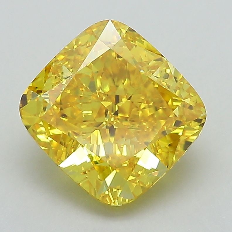 Loose Diamond - CUSHION MODIFIED 2.71ct Fancy Vivid Yellow VS1: Loose Diamond - CUSHION MODIFIED 2.71ct Fancy Vivid Yellow VS1 Source: This is a real non-mined Diamond that has been grown in a lab Shape: CUSHION MODIFIED Carats: 2.71 Color: Fancy Vivid Yellow Cert
