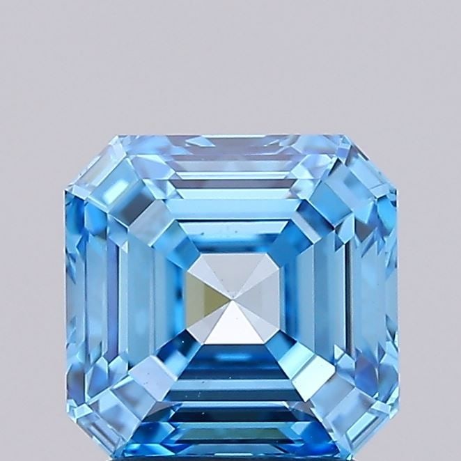 Loose Diamond - ASSCHER 2.1ct Fancy Vivid Blue VS1: Loose Diamond - ASSCHER 2.1ct Fancy Vivid Blue VS1 Source: This is a real non-mined Diamond that has been grown in a lab Shape: ASSCHER Carats: 2.1 Color: Fancy Vivid Blue Certification: IGI Video: