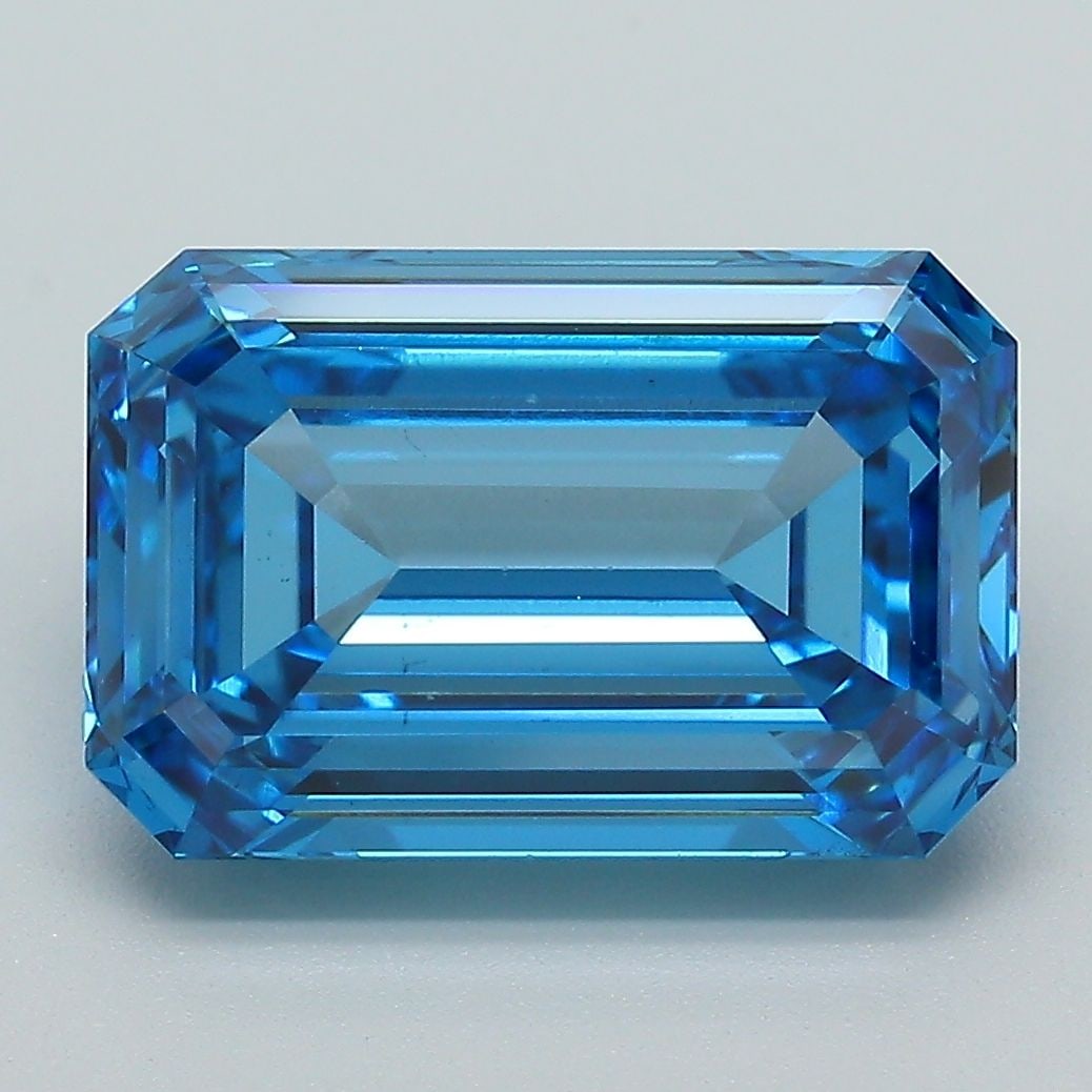 Loose Diamond - EMERALD 5.01ct Fancy Vivid Blue VS1: Loose Diamond - EMERALD 5.01ct Fancy Vivid Blue VS1 Source: This is a real non-mined Diamond that has been grown in a lab Shape: EMERALD Carats: 5.01 Color: Fancy Vivid Blue Certification: IGI Video: