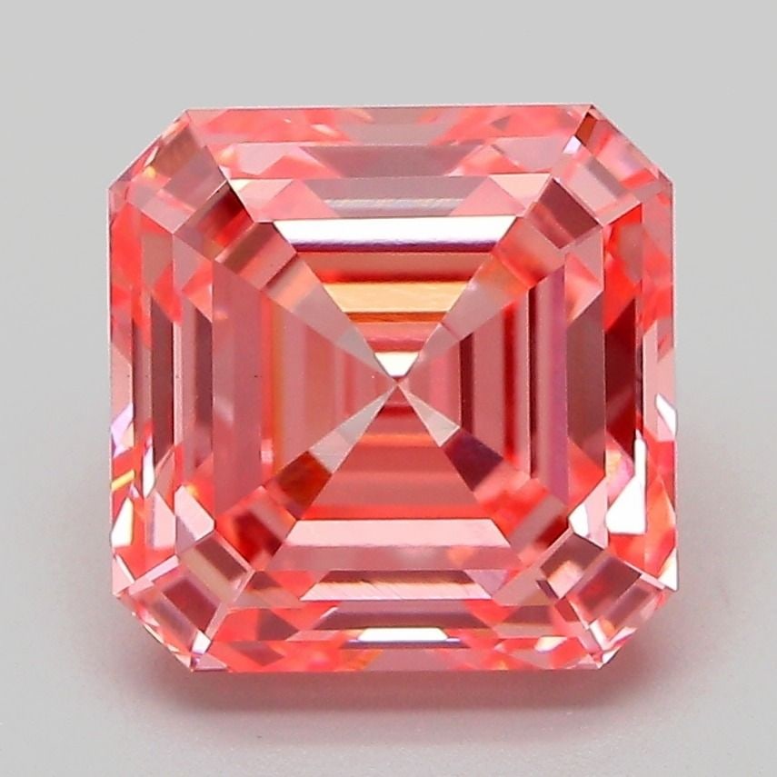 Loose Diamond - ASSCHER 4.09ct Fancy Vivid Pink VVS2: Loose Diamond - ASSCHER 4.09ct Fancy Vivid Pink VVS2 Source: This is a real non-mined Diamond that has been grown in a lab Shape: ASSCHER Carats: 4.09 Color: Fancy Vivid Pink Certification: IGI Video: