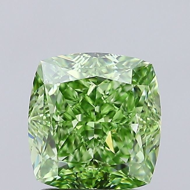 Loose Diamond - CUSHION MODIFIED 1.59ct Fancy Vivid Green VVS1: Loose Diamond - CUSHION MODIFIED 1.59ct Fancy Vivid Green VVS1 Source: This is a real non-mined Diamond that has been grown in a lab Shape: CUSHION MODIFIED Carats: 1.59 Color: Fancy Vivid Green Certi