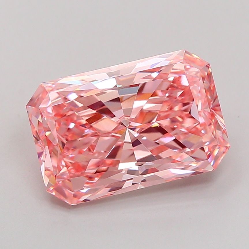 Loose Diamond - RADIANT 4.1ct Fancy Vivid Pink VS1: Loose Diamond - RADIANT 4.1ct Fancy Vivid Pink VS1 Source: This is a real non-mined Diamond that has been grown in a lab Shape: RADIANT Carats: 4.1 Color: Fancy Vivid Pink Certification: IGI Video: