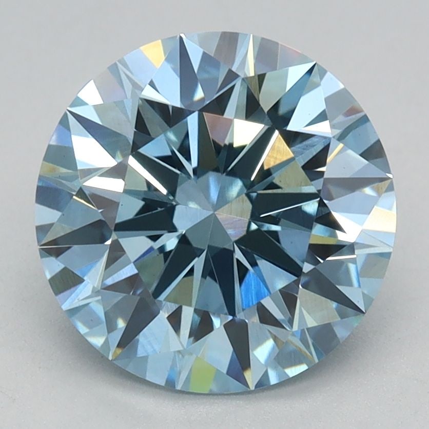 Ideal Loose Diamond - ROUND 2.1ct Fancy Vivid Blue VS1: Ideal Loose Diamond - ROUND 2.1ct Fancy Vivid Blue VS1 Source: This is a real non-mined Diamond that has been grown in a lab Shape: ROUND Carats: 2.1 Color: Fancy Vivid Blue Certification: IGI Video: