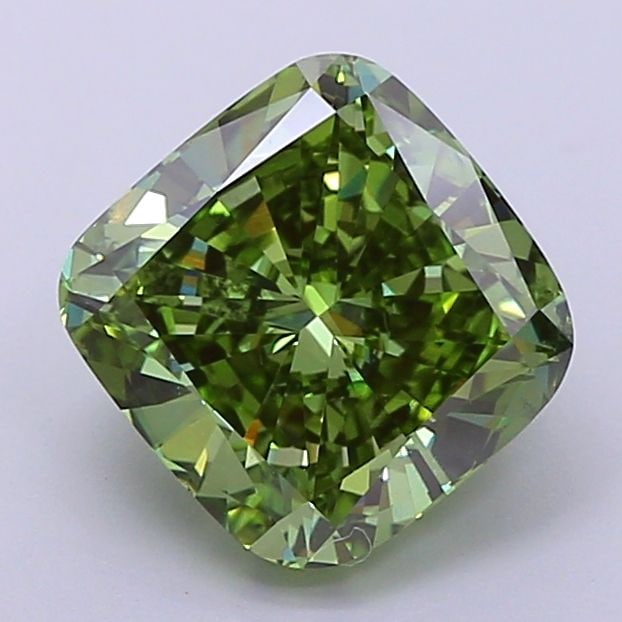 Loose Diamond - CUSHION BRILLIANT 3.01ct Fancy Vivid Green VS2: Loose Diamond - CUSHION BRILLIANT 3.01ct Fancy Vivid Green VS2 Source: This is a real non-mined Diamond that has been grown in a lab Shape: CUSHION BRILLIANT Carats: 3.01 Color: Fancy Vivid Green Cert