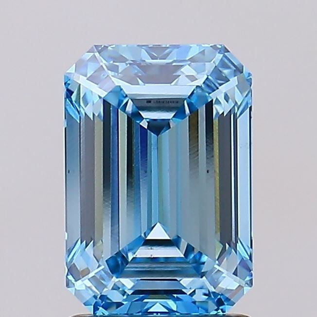Loose Diamond - EMERALD 2.05ct Fancy Vivid Blue VS1: Loose Diamond - EMERALD 2.05ct Fancy Vivid Blue VS1 Source: This is a real non-mined Diamond that has been grown in a lab Shape: EMERALD Carats: 2.05 Color: Fancy Vivid Blue Certification: IGI Video: