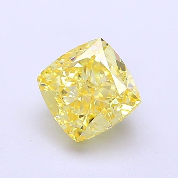 Loose Diamond - CUSHION MODIFIED 1.36ct Fancy Intense Yellow VVS2: Loose Diamond - CUSHION MODIFIED 1.36ct Fancy Intense Yellow VVS2 Source: This is a real non-mined Diamond that has been grown in a lab Shape: CUSHION MODIFIED Carats: 1.36 Color: Fancy Intense