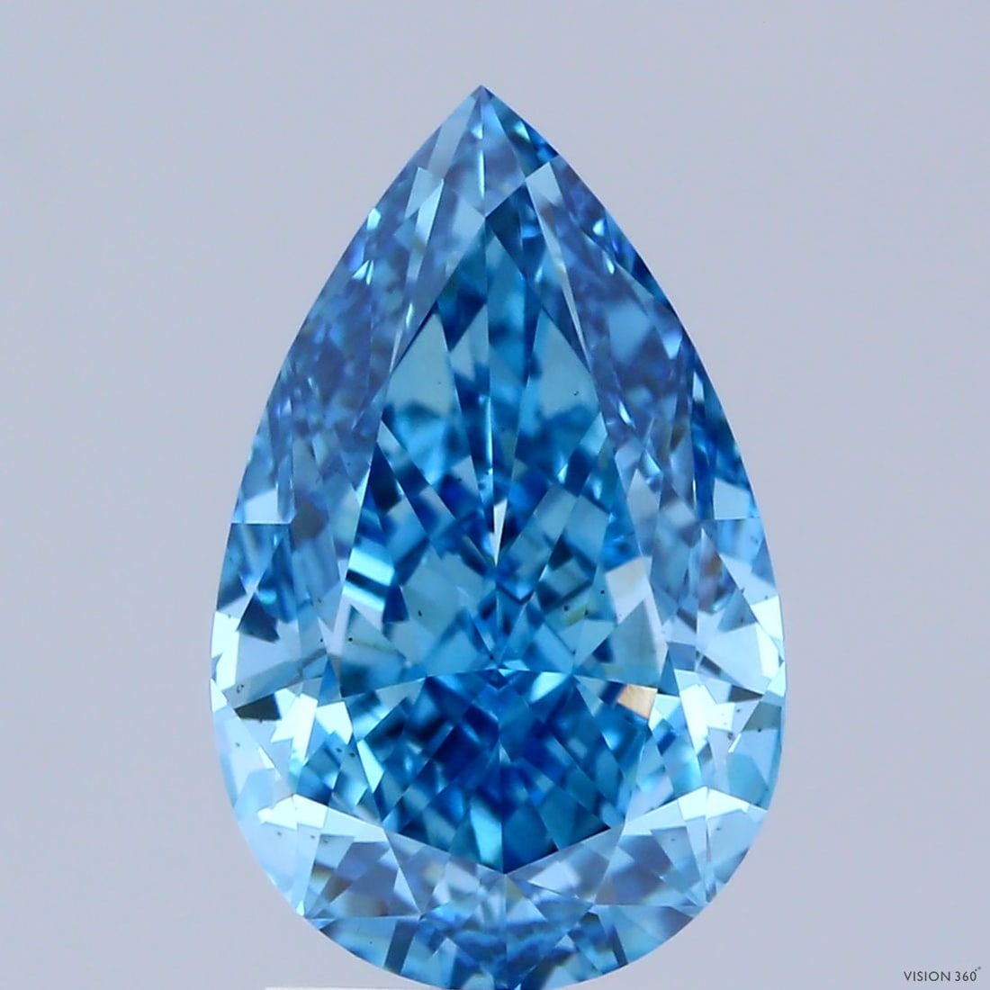 Loose Diamond - PEAR 3.21ct Fancy Vivid Blue VS2: Loose Diamond - PEAR 3.21ct Fancy Vivid Blue VS2 Source: This is a real non-mined Diamond that has been grown in a lab Shape: PEAR Carats: 3.21 Color: Fancy Vivid Blue Certification: IGI Video: