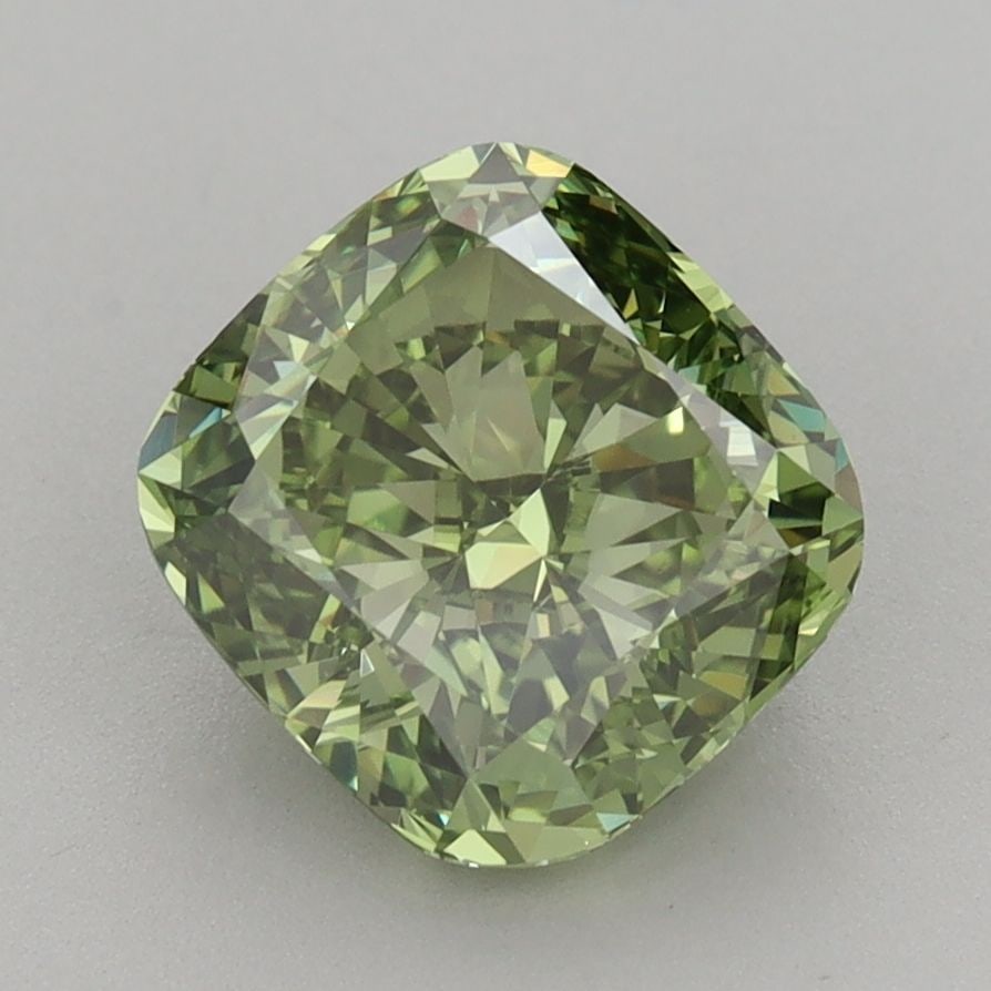 Loose Diamond - CUSHION MODIFIED 2.56ct Fancy Vivid Green VS1: Loose Diamond - CUSHION MODIFIED 2.56ct Fancy Vivid Green VS1 Source: This is a real non-mined Diamond that has been grown in a lab Shape: CUSHION MODIFIED Carats: 2.56 Color: Fancy Vivid Green Certif