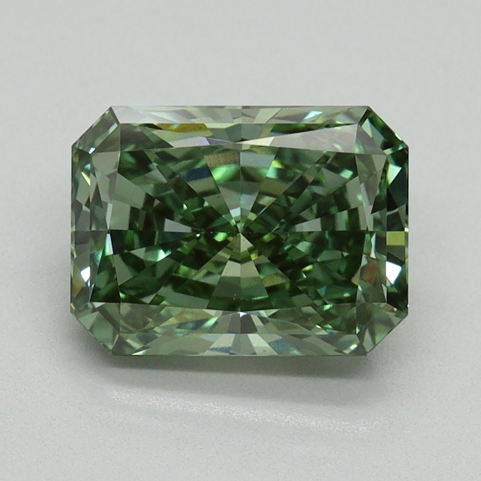 Loose Diamond - RADIANT 2.57ct Fancy Vivid Green VS2: Loose Diamond - RADIANT 2.57ct Fancy Vivid Green VS2 Source: This is a real non-mined Diamond that has been grown in a lab Shape: RADIANT Carats: 2.57 Color: Fancy Vivid Green Certification: IGI Video