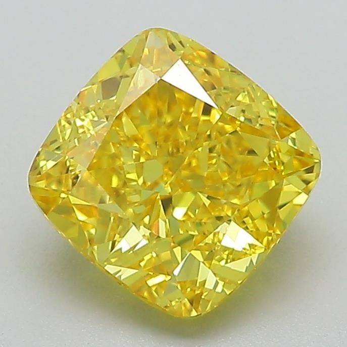Loose Diamond - CUSHION MODIFIED 2.09ct Fancy Vivid Yellow VS1: Loose Diamond - CUSHION MODIFIED 2.09ct Fancy Vivid Yellow VS1 Source: This is a real non-mined Diamond that has been grown in a lab Shape: CUSHION MODIFIED Carats: 2.09 Color: Fancy Vivid Yellow Cert