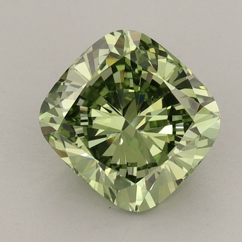 Loose Diamond - CUSHION MODIFIED 2.07ct Fancy Vivid Green VVS2: Loose Diamond - CUSHION MODIFIED 2.07ct Fancy Vivid Green VVS2 Source: This is a real non-mined Diamond that has been grown in a lab Shape: CUSHION MODIFIED Carats: 2.07 Color: Fancy Vivid Green Certi