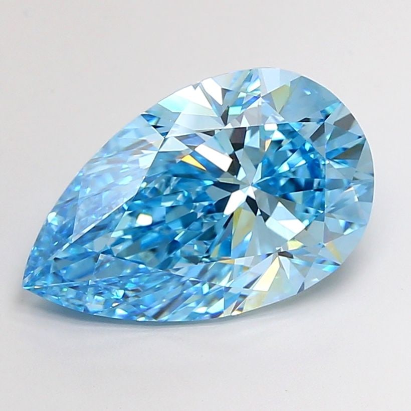 Loose Diamond - PEAR 10.54ct Fancy Vivid Blue VVS2: Loose Diamond - PEAR 10.54ct Fancy Vivid Blue VVS2 Source: This is a real non-mined Diamond that has been grown in a lab Shape: PEAR Carats: 10.54 Color: Fancy Vivid Blue Certification: IGI Video: