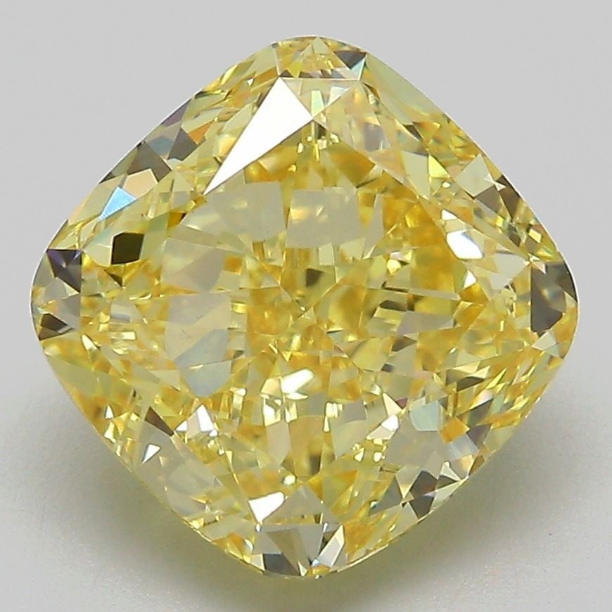Loose Diamond - CUSHION MODIFIED 5.03ct Fancy Intense Yellow VS1: Loose Diamond - CUSHION MODIFIED 5.03ct Fancy Intense Yellow VS1 Source: This is a real non-mined Diamond that has been grown in a lab Shape: CUSHION MODIFIED Carats: 5.03 Color: Fancy Intense Yellow
