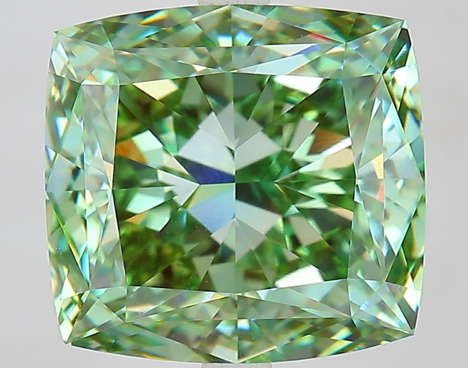 Loose Diamond - CUSHION MODIFIED 7.85ct Fancy Vivid Green VVS2: Loose Diamond - CUSHION MODIFIED 7.85ct Fancy Vivid Green VVS2 Source: This is a real non-mined Diamond that has been grown in a lab Shape: CUSHION MODIFIED Carats: 7.85 Color: Fancy Vivid Green Certi