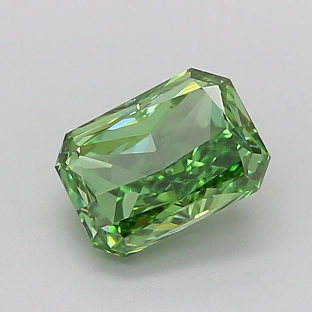 Loose Diamond - RADIANT 0.95ct Fancy Vivid Green VS1: Loose Diamond - RADIANT 0.95ct Fancy Vivid Green VS1 Source: This is a real non-mined Diamond that has been grown in a lab Shape: RADIANT Carats: 0.95 Color: Fancy Vivid Green Certification: IGI Video