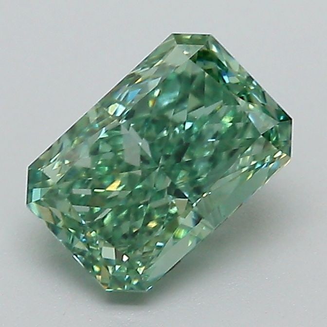 Loose Diamond - RADIANT 1.28ct Fancy Vivid Green VS1: Loose Diamond - RADIANT 1.28ct Fancy Vivid Green VS1 Source: This is a real non-mined Diamond that has been grown in a lab Shape: RADIANT Carats: 1.28 Color: Fancy Vivid Green Certification: IGI Video