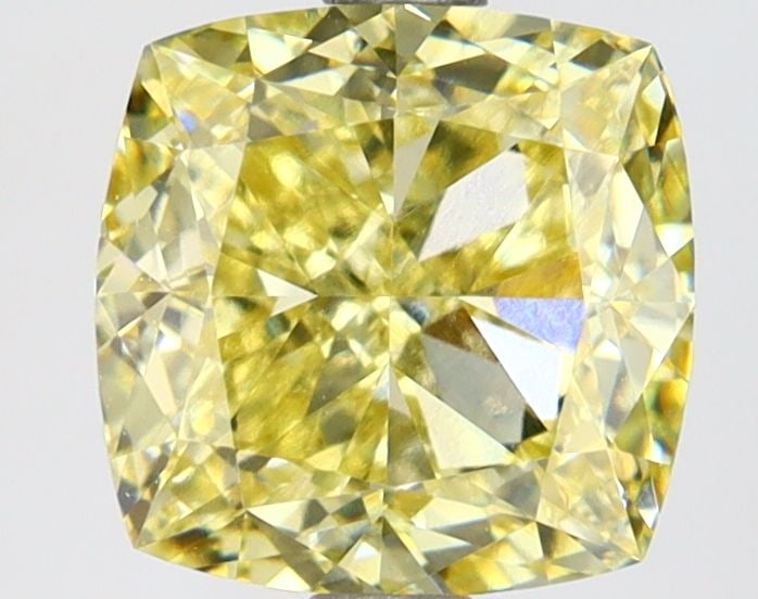 Loose Diamond - CUSHION MODIFIED 2.7ct Fancy Intense Yellow VS1: Loose Diamond - CUSHION MODIFIED 2.7ct Fancy Intense Yellow VS1 Source: This is a real non-mined Diamond that has been grown in a lab Shape: CUSHION MODIFIED Carats: 2.7 Color: Fancy Intense Yellow Ce